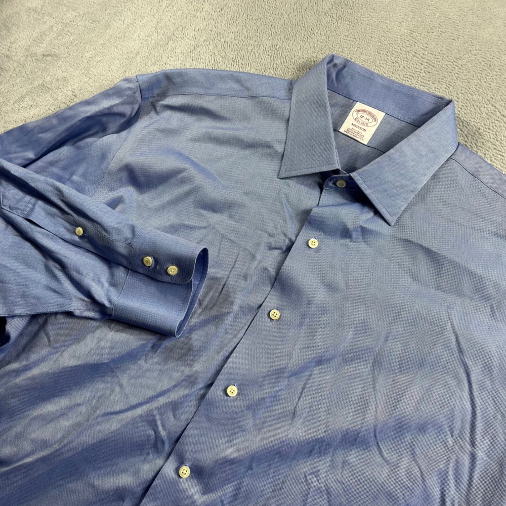 Brooks‎ Brothers Madison Dress Shirt Mens 18-34 Blue Non-Iron Supima Cotton
